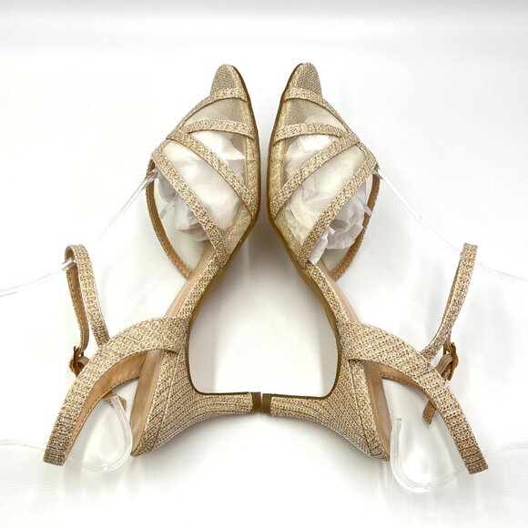 Paradox London Womens Size 7.5 Helice‎ Champagne Gold Dress Sandals Heels Shoes - Picture 8 of 13
